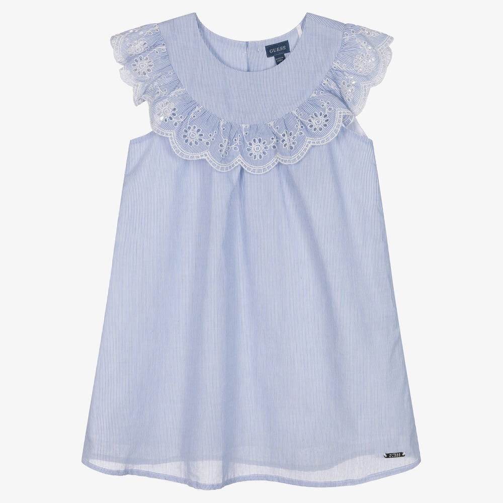GUESS GIRLS BLUE STRIPED COTTON DRESS size 3 year